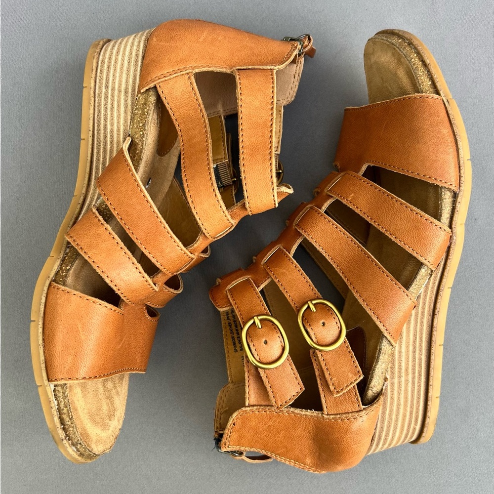 SOFT Iris Caged Wedge Leather Sandal Brown Women's 8.5 US Size - Picture 12 of 14